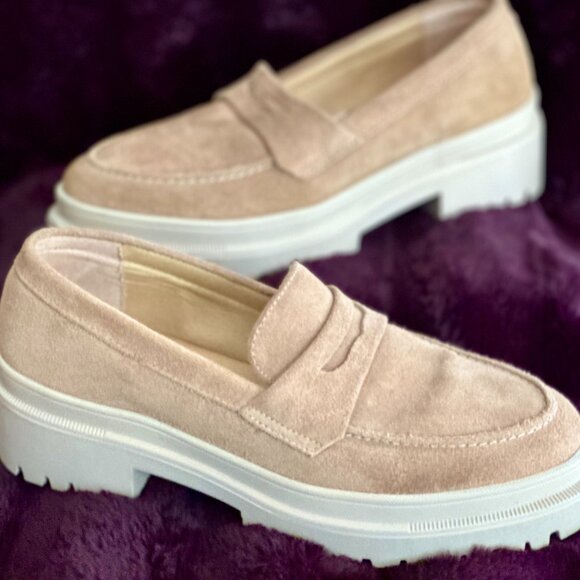 Patina Zoe Chunky (Portland Leather) Tan Suede Platform Lug Sole Loafer. Size 9 - Picture 3 of 7